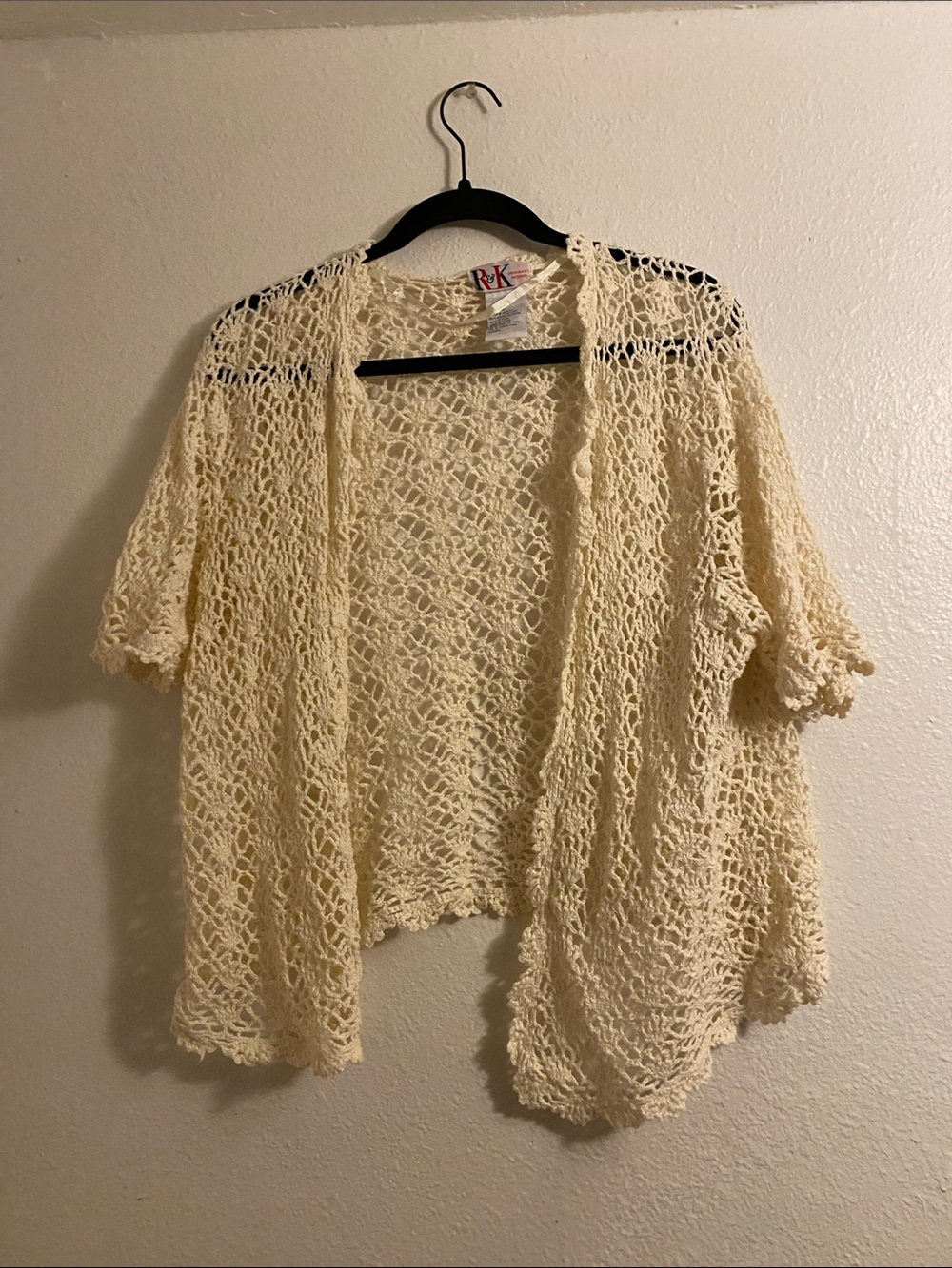 Cream Open Crochet Cardigan Sweater